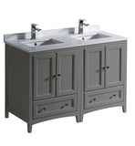 Fresca Oxford 48" Gray Traditional Double Sink Bathroom Cabinets w/ Top & Sinks