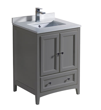 Fresca Oxford 24" Gray Traditional Bathroom Cabinet w/ Top & Sinks