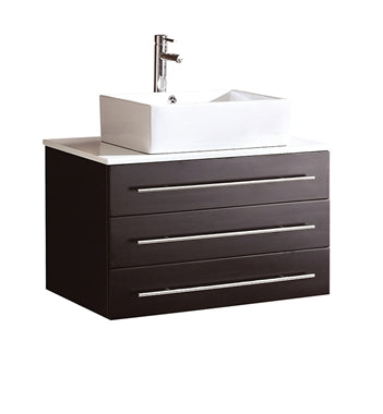 Fresca Modello 32" Espresso Modern Bathroom Cabinet w/ Top & Vessel Sink