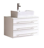 Fresca Modello 32" White Modern Bathroom Cabinet w/ Top & Vessel Sink