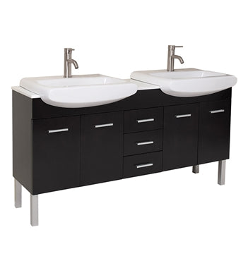 Fresca Vetta 60" Espresso Modern Double Sink Bathroom Vanity w/ Sinks