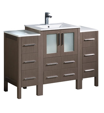 Fresca Torino 48" Gray Oak Modern Bathroom Cabinets w/ Integrated Sink