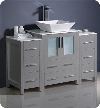 Fresca Torino 48" Gray Modern Bathroom Cabinets w/ Top & Vessel Sink