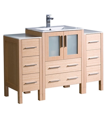 Fresca Torino 48" Light Oak Modern Bathroom Cabinets w/ Integrated Sink