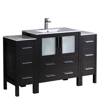 Fresca Torino 54" Espresso Modern Bathroom Cabinets w/ Integrated Sink