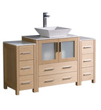 Fresca Torino 54" Light Oak Modern Bathroom Cabinets w/ Top & Vessel Sink
