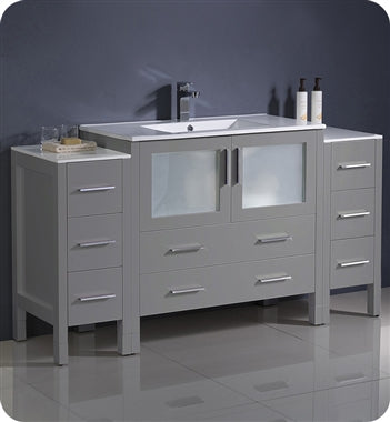 Fresca Torino 60" Gray Modern Bathroom Cabinets w/ Integrated Sink