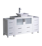 Fresca Torino 60" White Modern Bathroom Cabinets w/ Top & Vessel Sink