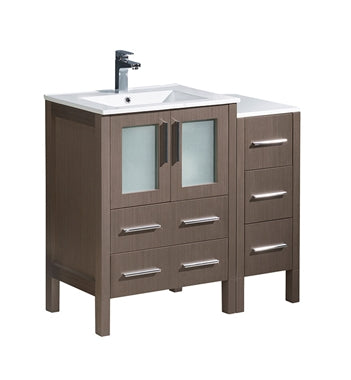 Fresca Torino 36" Gray Oak Modern Bathroom Cabinets w/ Integrated Sinks
