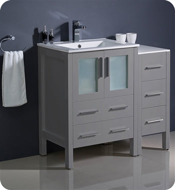 Fresca Torino 36" Gray Modern Bathroom Cabinets w/ Integrated Sink