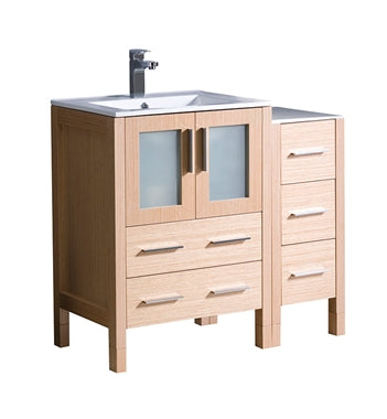 Fresca Torino 36" Light Oak Modern Bathroom Cabinets w/ Integrated Sink