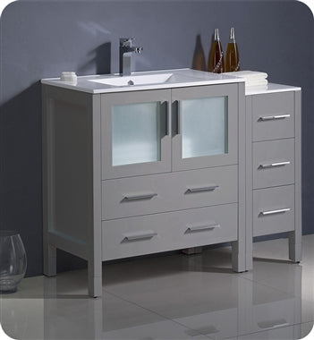 Fresca Torino 42" Gray Modern Bathroom Cabinets w/ Integrated Sink