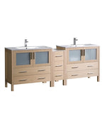 Fresca Torino 84" Light Oak Modern Double Sink Bathroom Cabinets w/ Tops & Integrated Sinks