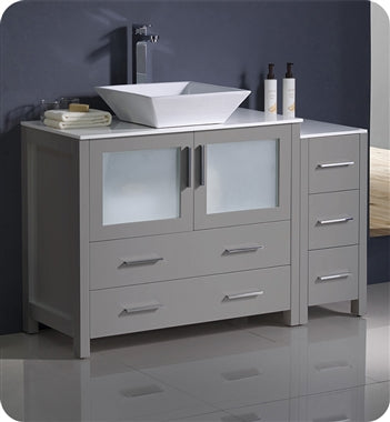 Fresca Torino 48" Gray Modern Bathroom Cabinets w/ Top & Vessel Sink