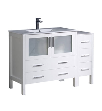 Fresca Torino 48" White Modern Bathroom Cabinets w/ Integrated Sink