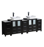 Fresca Torino 84" Espresso Modern Double Sink Bathroom Cabinets w/ Tops & Vessel Sinks