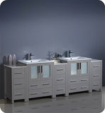 Fresca Torino 84" Gray Modern Double Sink Bathroom Cabinets w/ Integrated Sinks