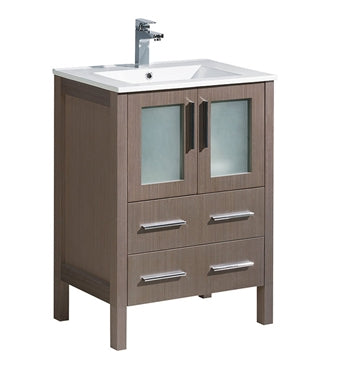 Fresca Torino 24" Gray Oak Modern Bathroom Cabinet w/ Integrated Sink