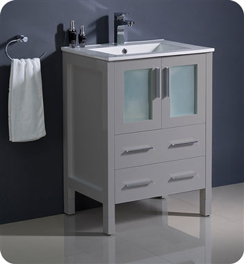 Fresca Torino 24" Gray Modern Bathroom Cabinet w/ Integrated Sink