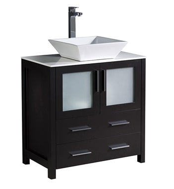 Fresca Torino 30" Espresso Modern Bathroom Cabinet w/ Top & Vessel Sink