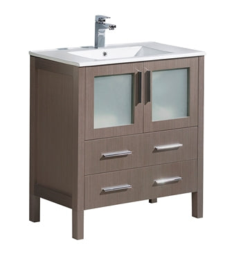 Fresca Torino 30" Gray Oak Modern Bathroom Cabinet w/ Integrated Sink