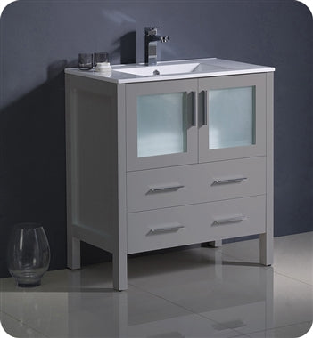 Fresca Torino 30" Gray Modern Bathroom Cabinet w/ Integrated Sink