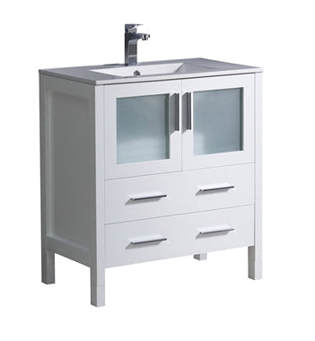 Fresca Torino 30" White Modern Bathroom Cabinet w/ Integrated Sink