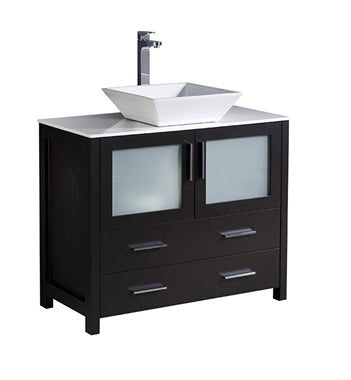 Fresca Torino 36" Espresso Modern Bathroom Cabinet w/ Vessel Sink