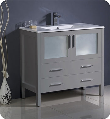 Fresca Torino 36" Gray Modern Bathroom Cabinet w/ Integrated Sink