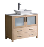 Fresca Torino 36" Light Oak Modern Bathroom Cabinet w/ Top & Vessel Sink