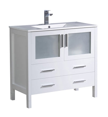 Fresca Torino 36" White Modern Bathroom Cabinet w/ Integrated Sink