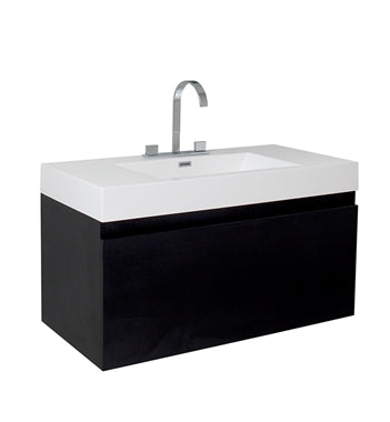 Fresca Mezzo 39" Black Modern Bathroom Cabinet w/ Integrated Sink