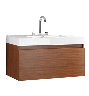 Fresca Mezzo 39" Teak Modern Bathroom Cabinet w/ Integrated Sink