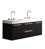 Fresca Opulento 54" Black Modern Double Sink Bathroom Cabinet w/ Integrated Sinks