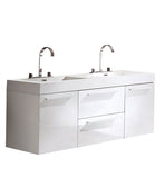 Fresca Opulento 54" White Modern Double Sink Cabinet w/ Integrated Sinks