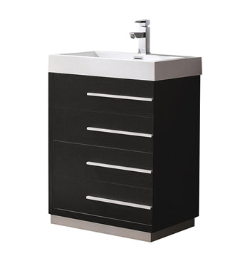 Fresca Livello 24" Black Modern Bathroom Cabinet w/ Integrated Sink