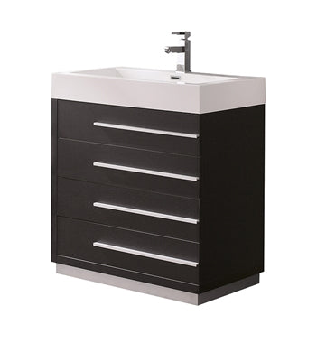 Fresca Livello 30" Black Modern Bathroom Cabinet w/ Integrated Sink