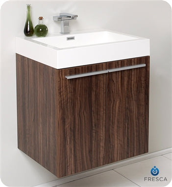 Fresca Alto 23" Walnut Modern Bathroom Cabinet w/ Integrated Sink