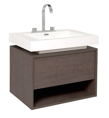 Fresca Potenza 28" Gray Oak Modern Bathroom Cabinet w/ Vessel Sink