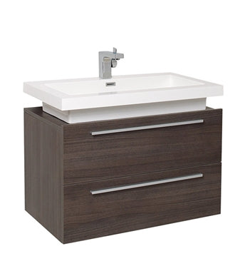 Fresca Medio 32" Gray Oak Modern Bathroom Cabinet w/ Vessel Sink