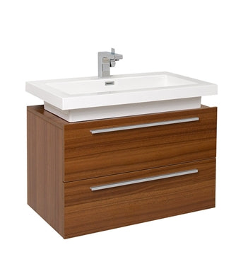 Fresca Medio 32" Teak Modern Bathroom Cabinet w/ Vessel Sink