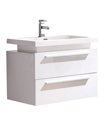 Fresca Medio 32" White Modern Bathroom Cabinet w/ Vessel Sink