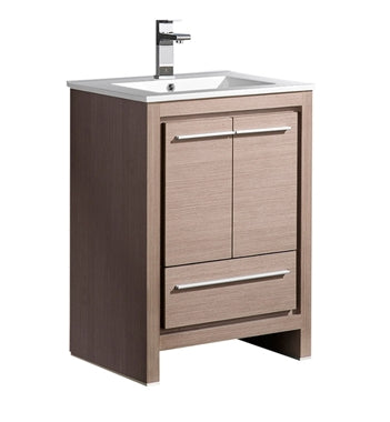 Fresca Allier 24" Gray Oak Modern Bathroom Cabinet w/ Sink