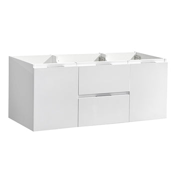 Fresca Valencia 48" Glossy White Wall Hung Double Sink Modern Bathroom Cabinet 