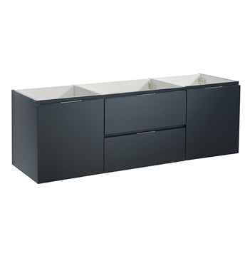 Fresca Valencia 60" Dark Slate Gray Wall Hung Double Sink Modern Bathroom Cabinet