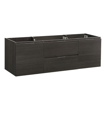 Fresca Valencia 60" Gray Oak Wall Hung Double Sink Modern Bathroom Cabinet 