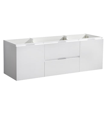 Fresca Valencia 60" Glossy White Wall Hung Single Sink Modern Bathroom Cabinet 