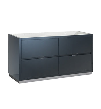 Fresca Valencia 60" Dark Slate Gray Free Standing Double Sink Modern Bathroom Cabinet 