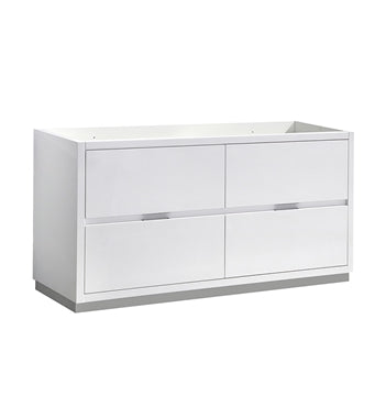 Fresca Valencia 60" Glossy White Free Standing Double Sink Modern Bathroom Cabinet 