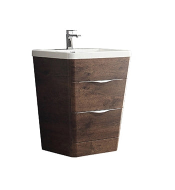 Fresca Milano 26" Rosewood Modern Bathroom Cabinet w/ Integrated Sink